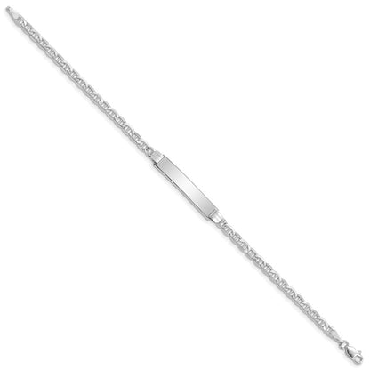 8 Inch 14K Wg Semi-Solid Anchor Link Id Bracelet