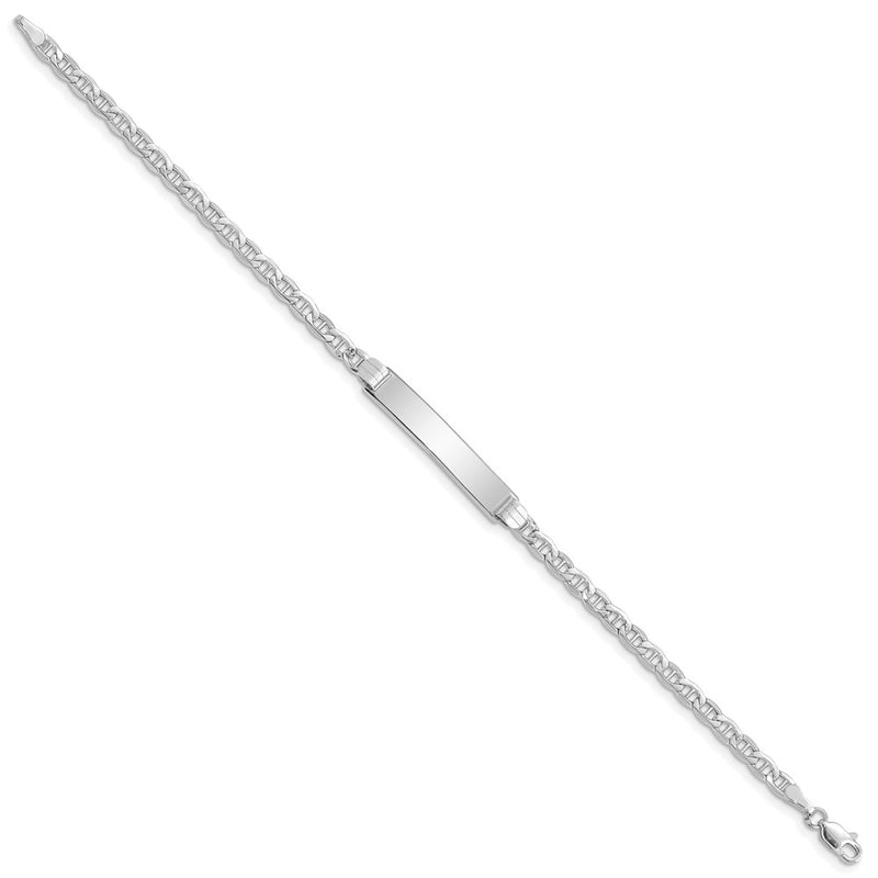 7 Inch 14K Wg Semi-Solid Anchor Link Id Bracelet