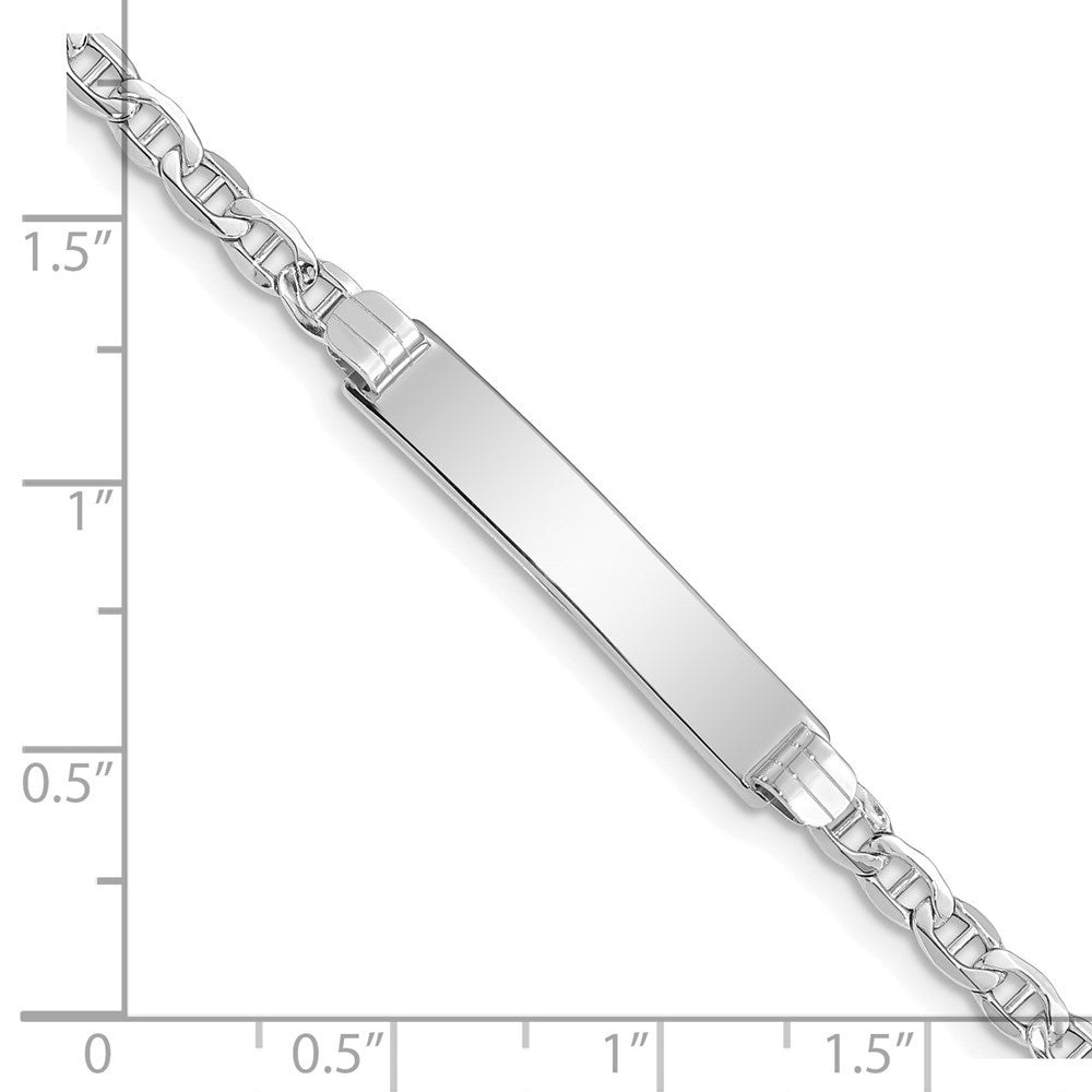 8 Inch 14K Wg Semi-Solid Anchor Link Id Bracelet