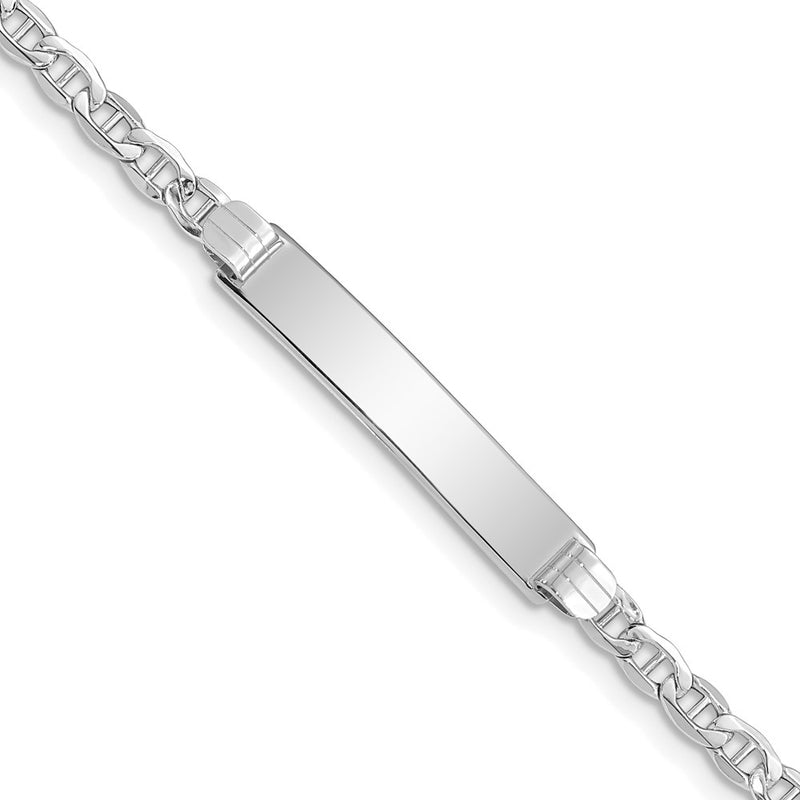 8 Inch 14K Wg Semi-Solid Anchor Link Id Bracelet