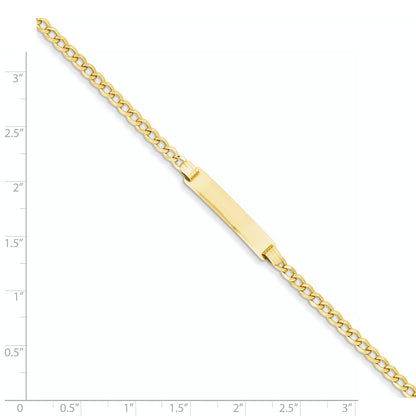 14K Yellow Gold Polished Semi Solid Chain/Solid Plate Cuban Link 25.5X5mm 7 Inch Id Bracelet