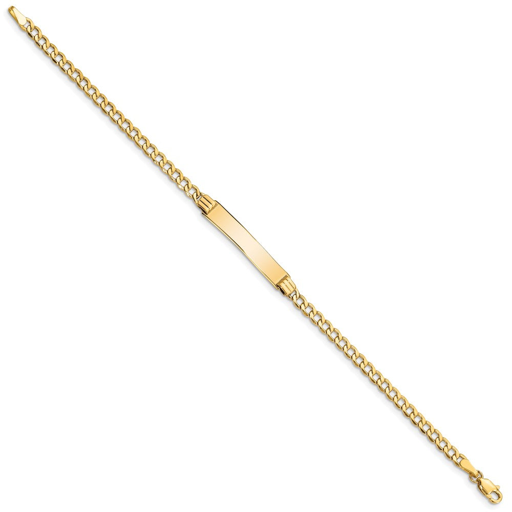 14K Yellow Gold Polished Semi Solid Chain/Solid Plate Cuban Link 25.5X5mm 7 Inch Id Bracelet