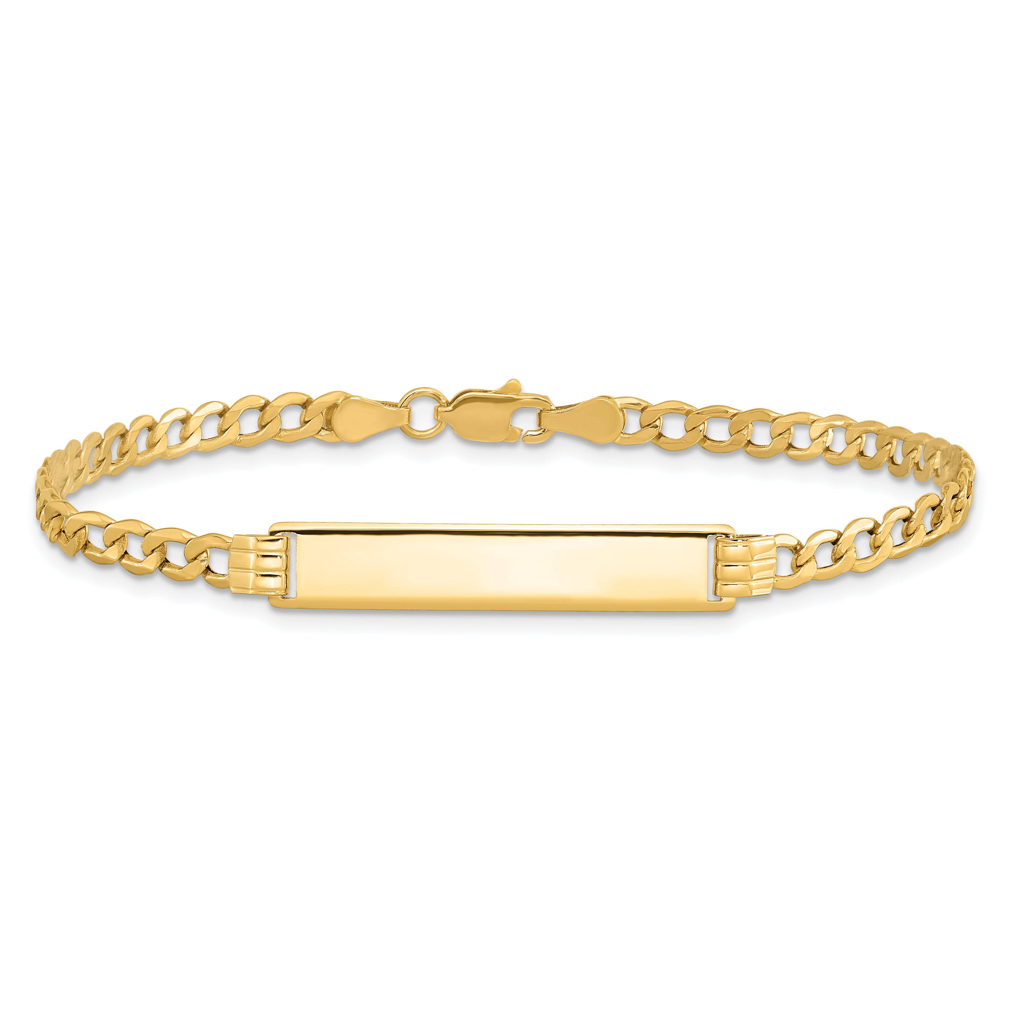 14K Yellow Gold Polished Semi Solid Chain/Solid Plate Cuban Link 25.5X5mm 7 Inch Id Bracelet