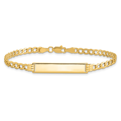 14K Yellow Gold Polished Semi Solid Chain/Solid Plate Cuban Link 25.5X5mm 7 Inch Id Bracelet