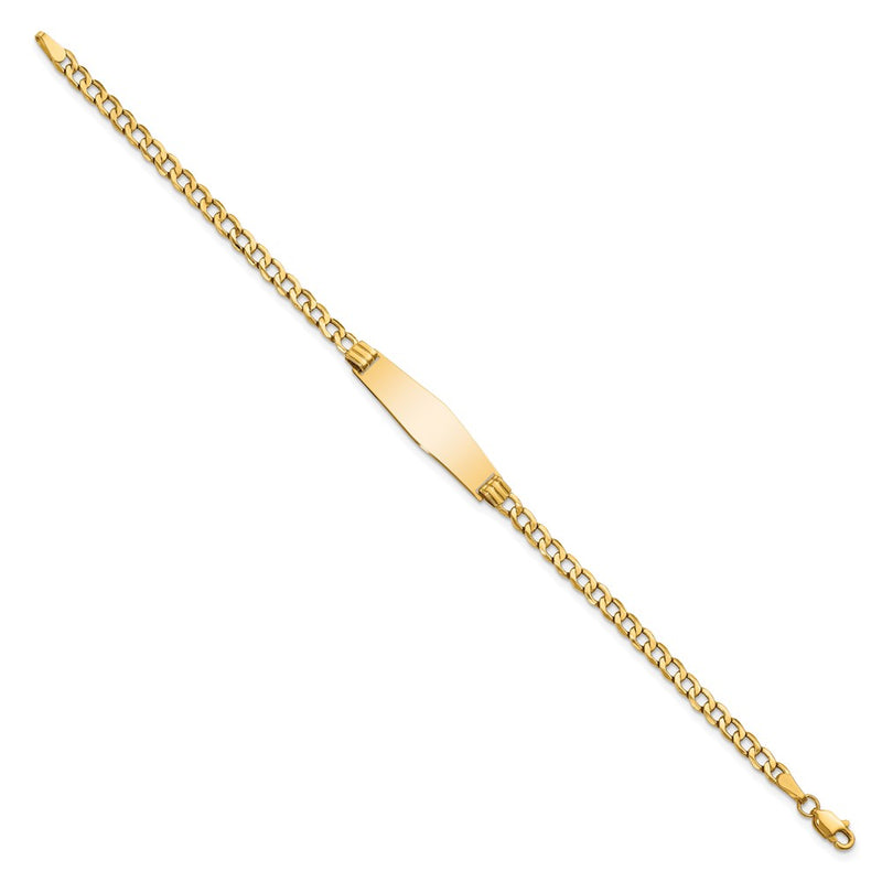 7 Inch 14K Semi-Solid Soft Diamond Shape Cuban Link Id Bracelet