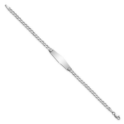 8 Inch 14K Wg Semi-Solid Soft Diamond Shape Cuban Link Id Bracelet