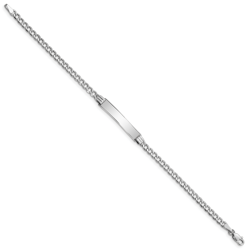8 Inch 14K Wg Polished Semi-Solid Cuban Link Id Bracelet