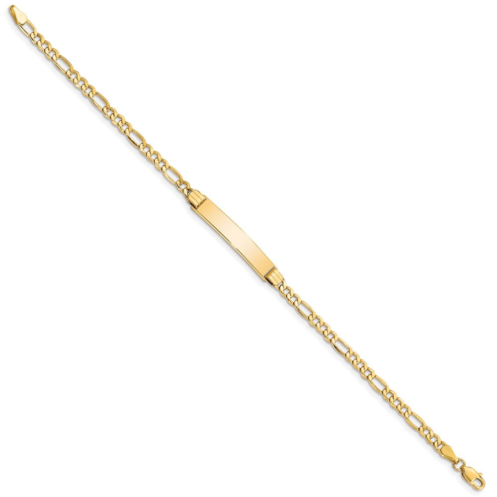 7 Inch 14K Semi-Solid Polished Figaro Link Id Bracelet