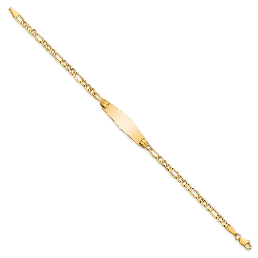 7 Inch 14K Semi-Solid Soft Diamond Shape Figaro Link Id Bracelet