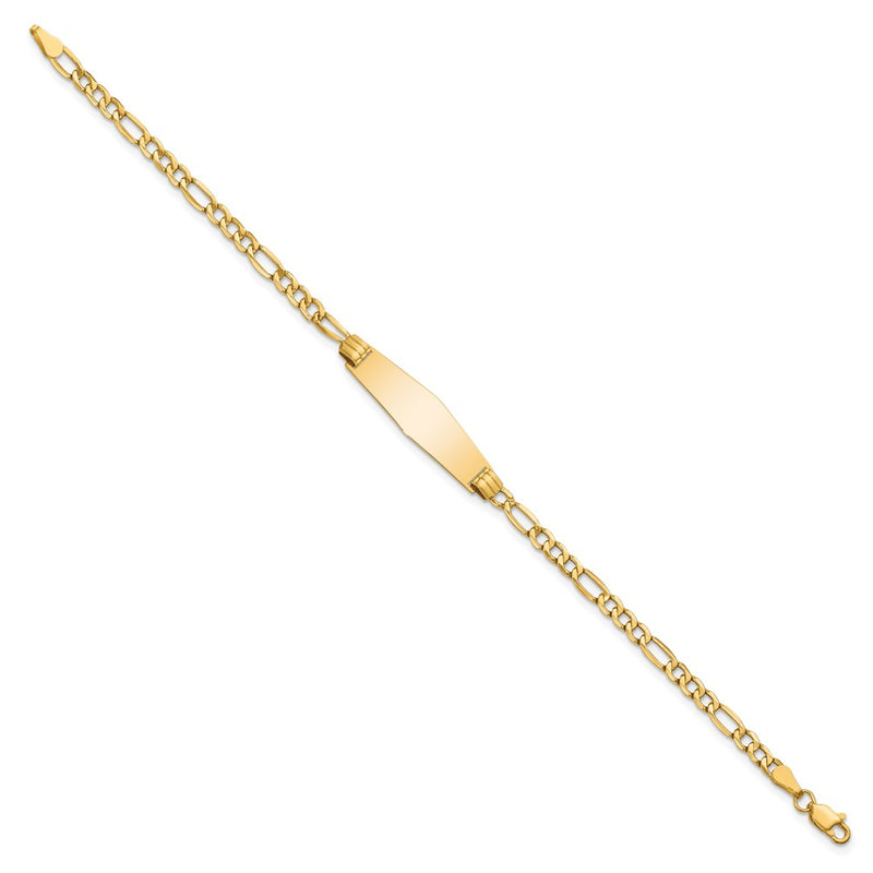 7 Inch 14K Semi-Solid Soft Diamond Shape Figaro Link Id Bracelet
