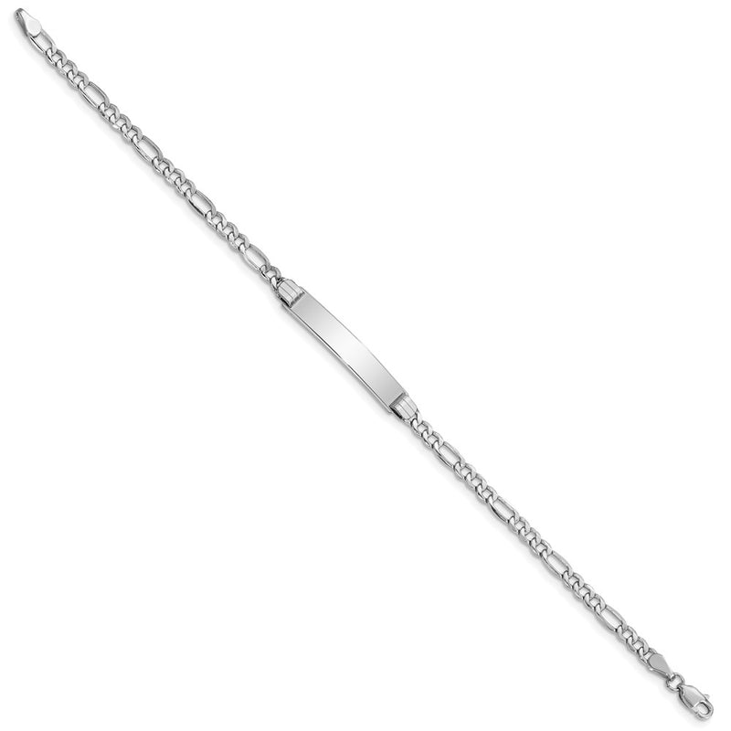8 Inch 14K Wg Polished Semi-Solid Figaro Link Id Bracelet