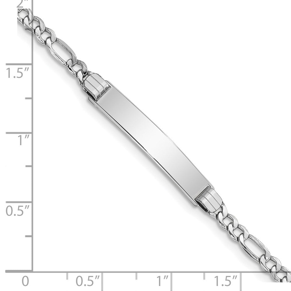 8 Inch 14K Wg Polished Semi-Solid Figaro Link Id Bracelet