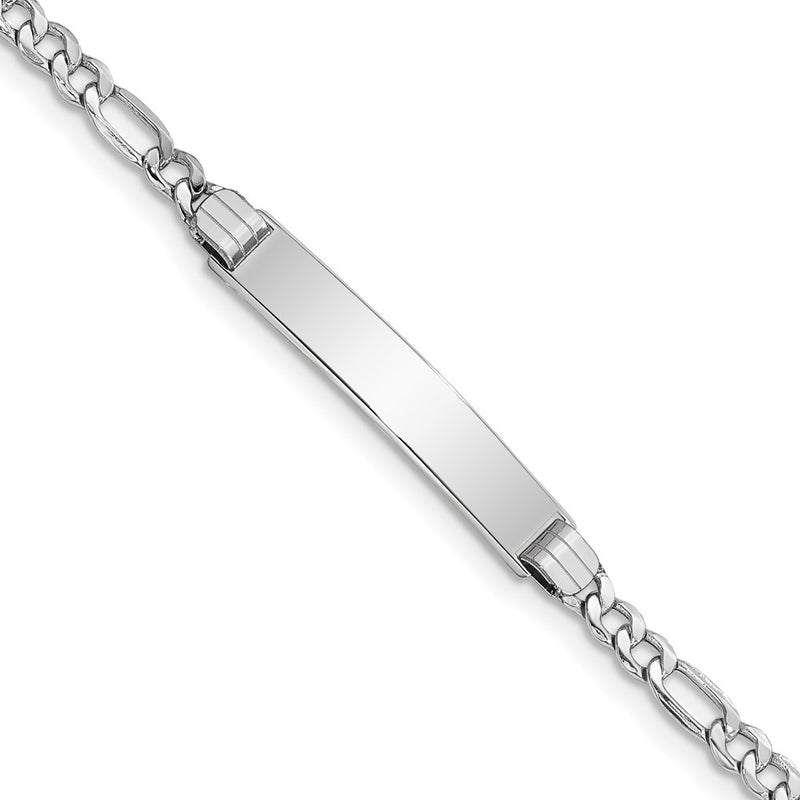 8 Inch 14K Wg Polished Semi-Solid Figaro Link Id Bracelet