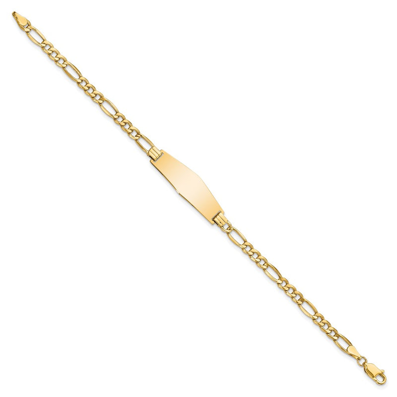 7 Inch 14K Semi-Solid Soft Diamond Shape Figaro Link Id Bracelet