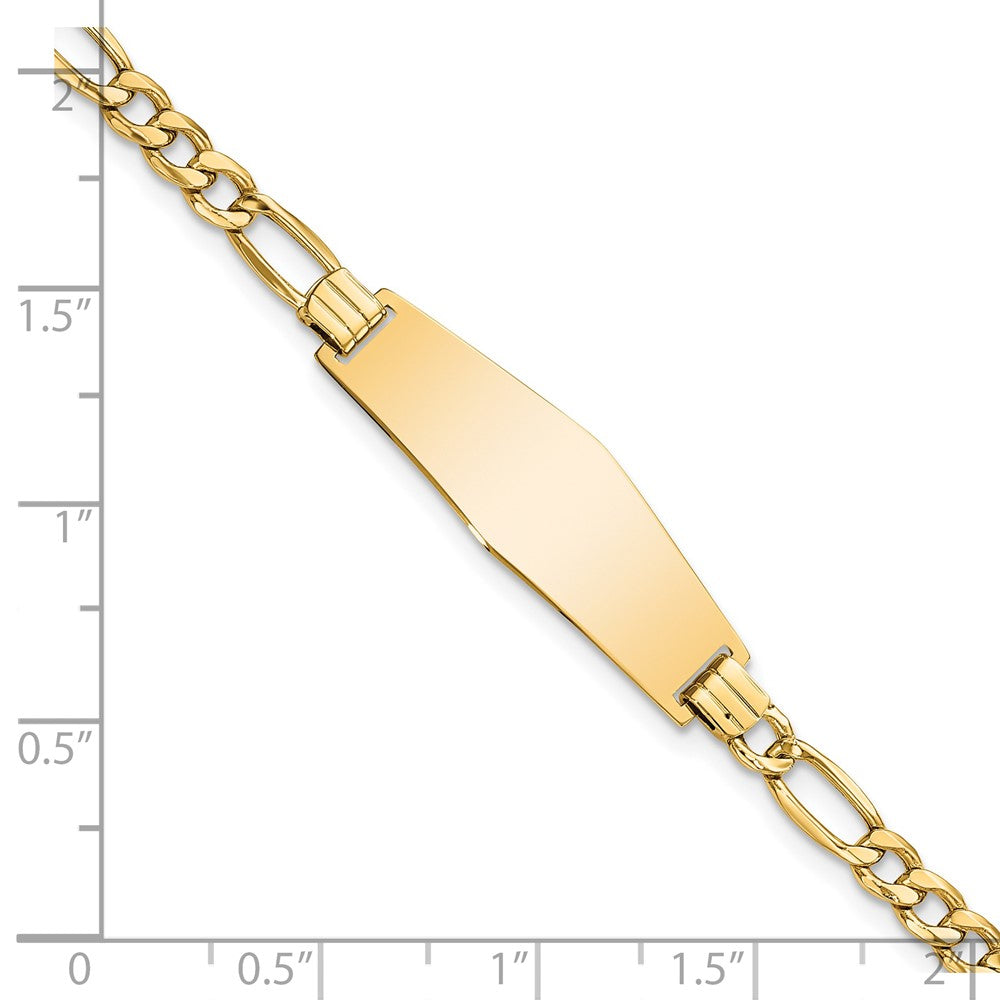 7 Inch 14K Semi-Solid Soft Diamond Shape Figaro Link Id Bracelet