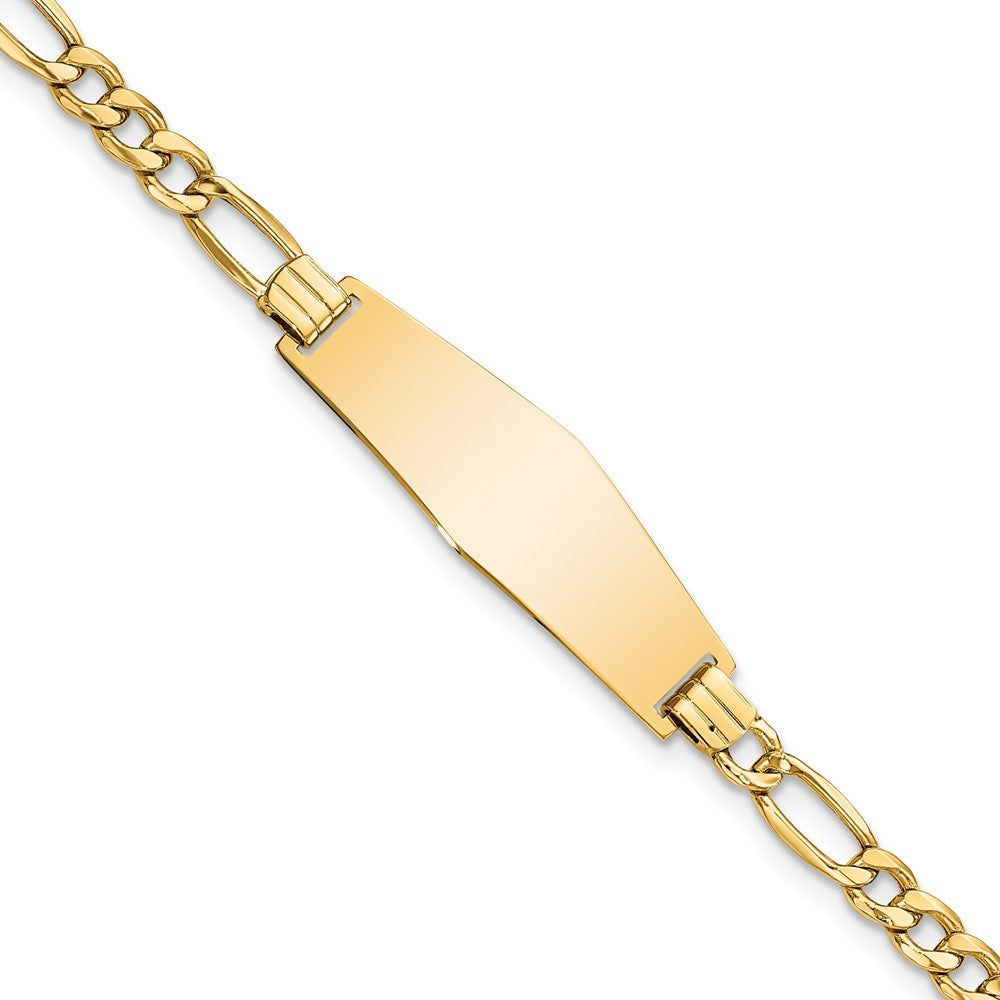 7 Inch 14K Semi-Solid Soft Diamond Shape Figaro Link Id Bracelet