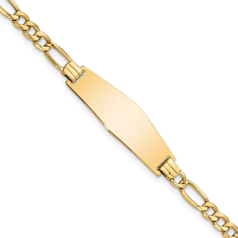 8 Inch 14K Semi-Solid Soft Diamond Shape Figaro Link Id Bracelet