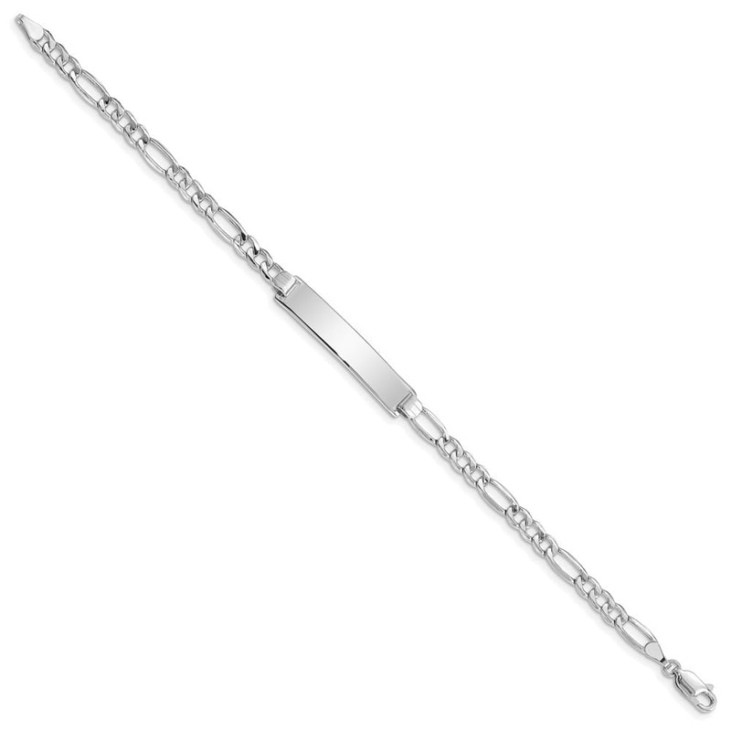 7 Inch 14K Wg Polished Semi-Solid Figaro Id Bracelet