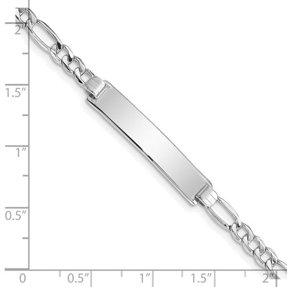 8 Inch 14K Wg Polished Semi-Solid Figaro Id Bracelet