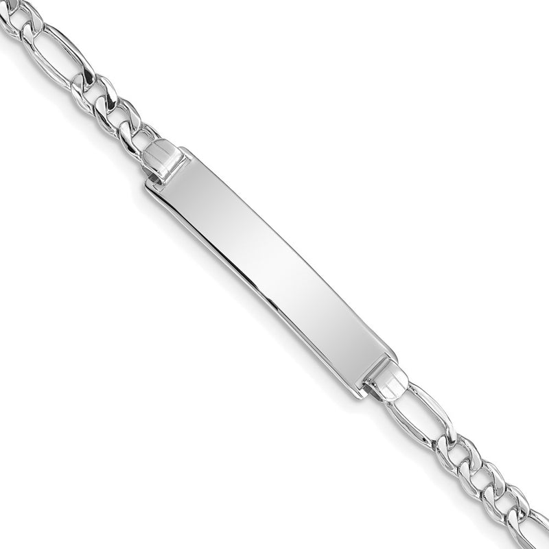7 Inch 14K Wg Polished Semi-Solid Figaro Id Bracelet
