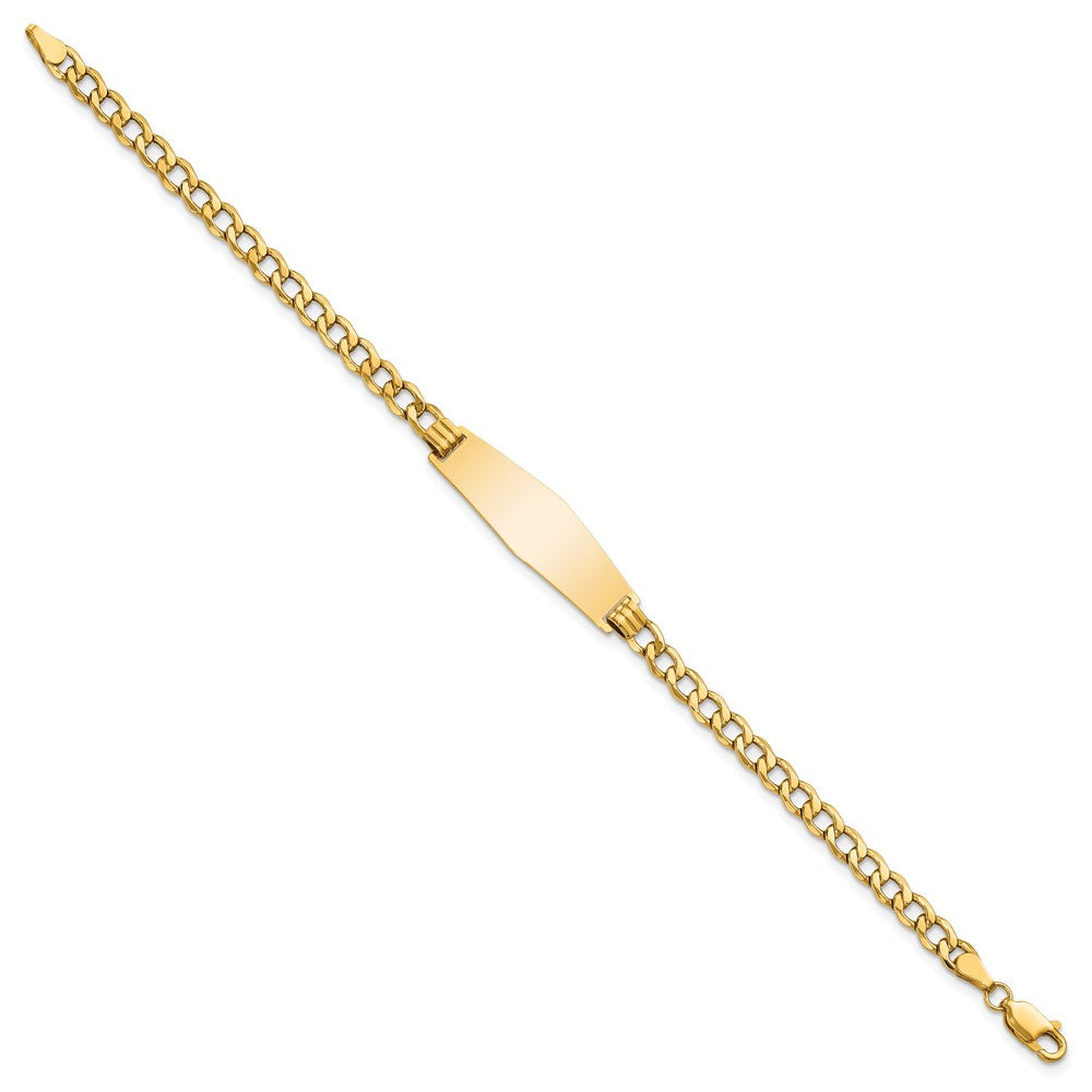 14K Semi-Solid Soft Diamond Shape Curb Link Id Bracelet