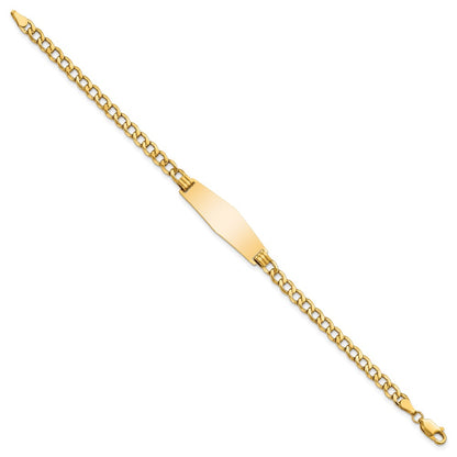 14K Semi-Solid Soft Diamond Shape Curb Link Id Bracelet