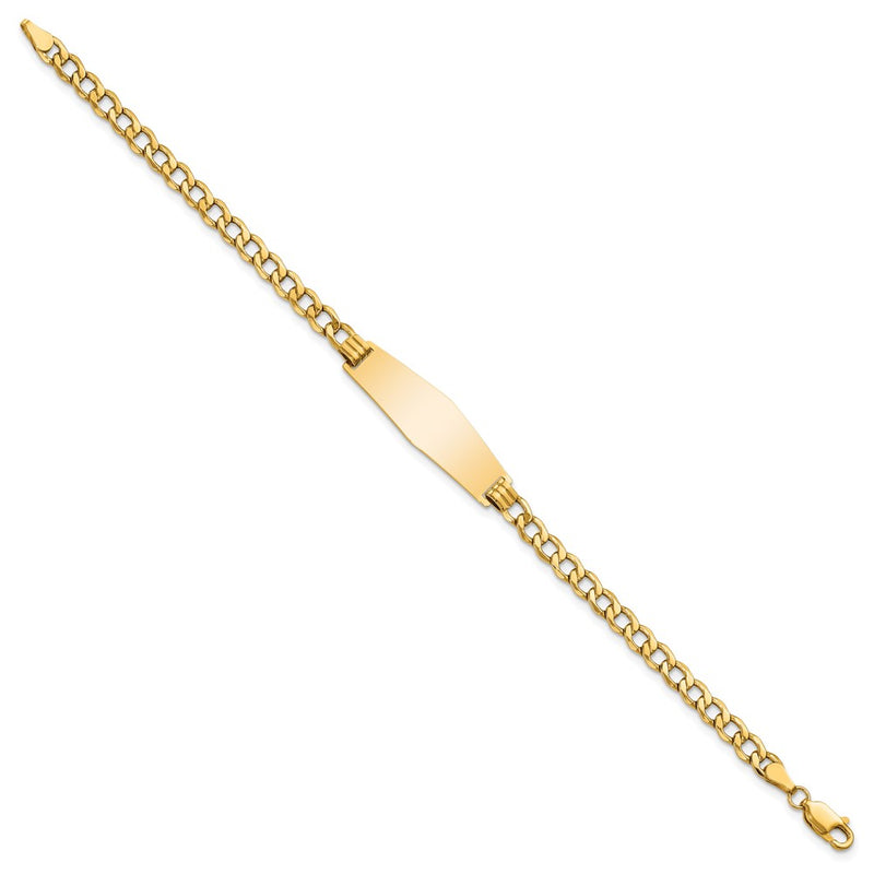 8 Inch 14K Semi-Solid Soft Diamond Shape Curb Link Id Bracelet