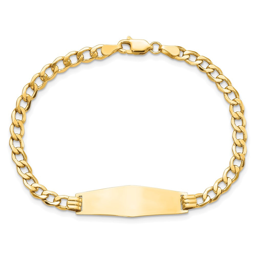 14K Semi-Solid Soft Diamond Shape Curb Link Id Bracelet