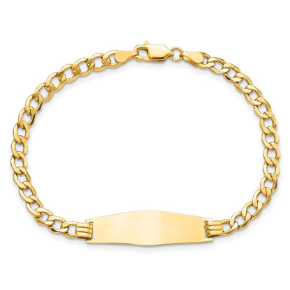 14K Semi-Solid Soft Diamond Shape Curb Link Id Bracelet