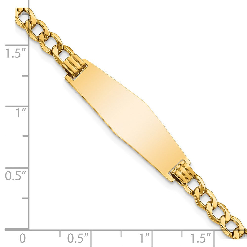 14K Semi-Solid Soft Diamond Shape Curb Link Id Bracelet