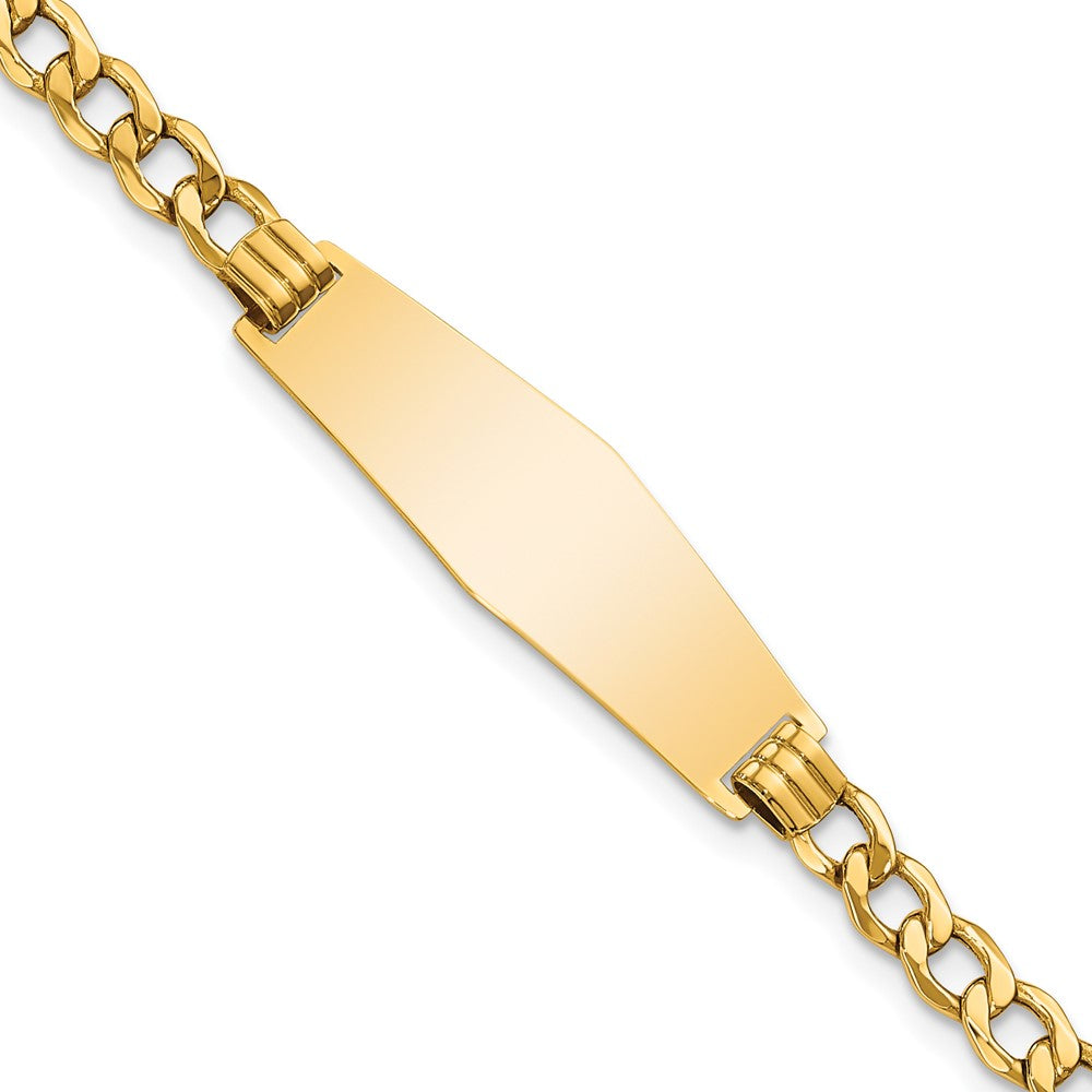 14K Semi-Solid Soft Diamond Shape Curb Link Id Bracelet
