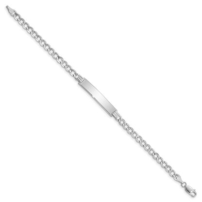 7 Inch 14K Wg Polished Semi-Solid Cuban Id Bracelet