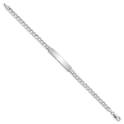 8 Inch 14K Wg Polished Semi-Solid Cuban Id Bracelet