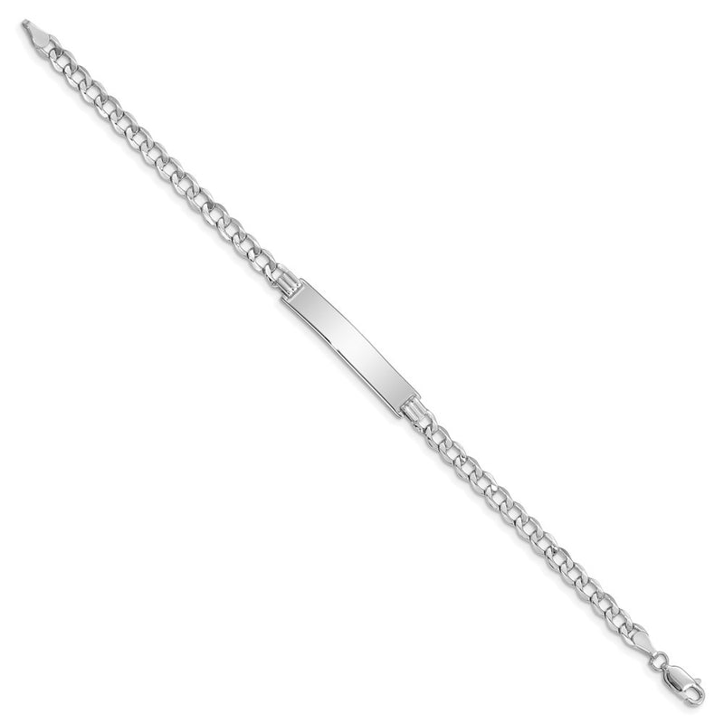 8 Inch 14K Wg Polished Semi-Solid Cuban Id Bracelet