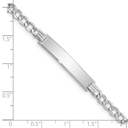 7 Inch 14K Wg Polished Semi-Solid Cuban Id Bracelet