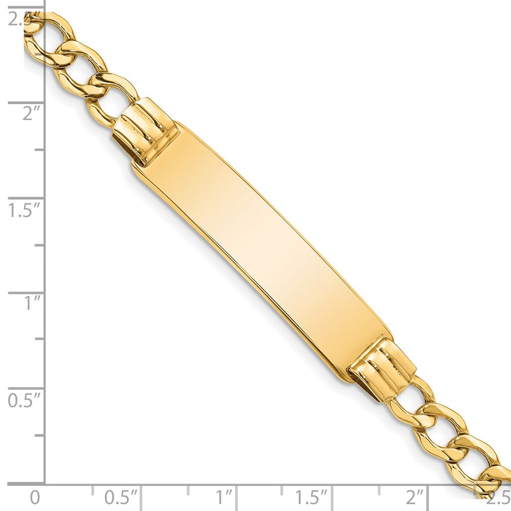8 Inch 14K Semi-Solid Curb Link Id Bracelet