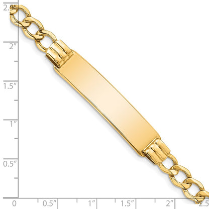 8 Inch 14K Semi-Solid Curb Link Id Bracelet