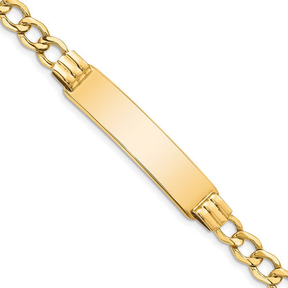 8 Inch 14K Semi-Solid Curb Link Id Bracelet