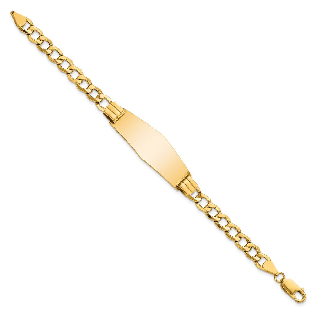 8 Inch 14K Semi-Solid Soft Diamond Shape Curb Link Id Bracelet