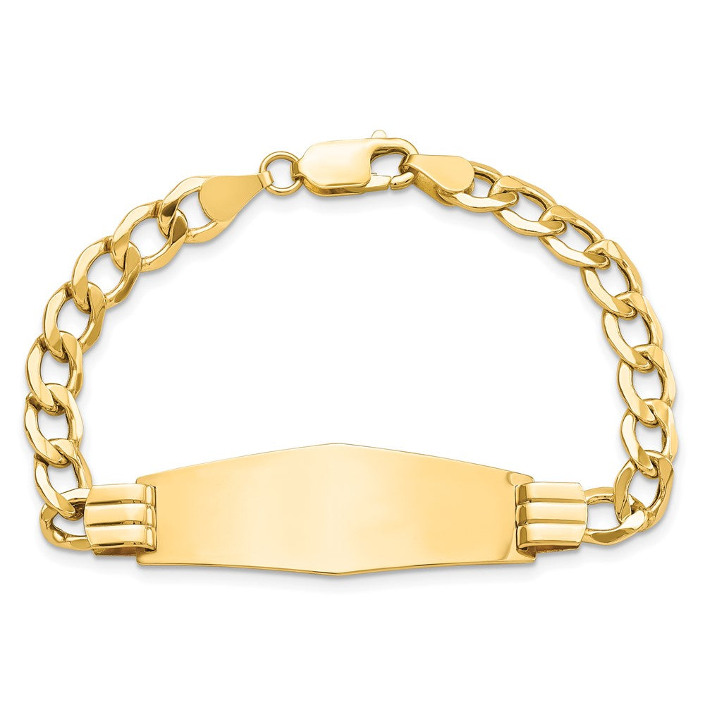 8 Inch 14K Semi-Solid Soft Diamond Shape Curb Link Id Bracelet