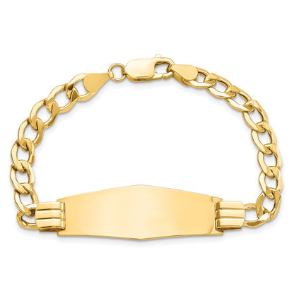8 Inch 14K Semi-Solid Soft Diamond Shape Curb Link Id Bracelet