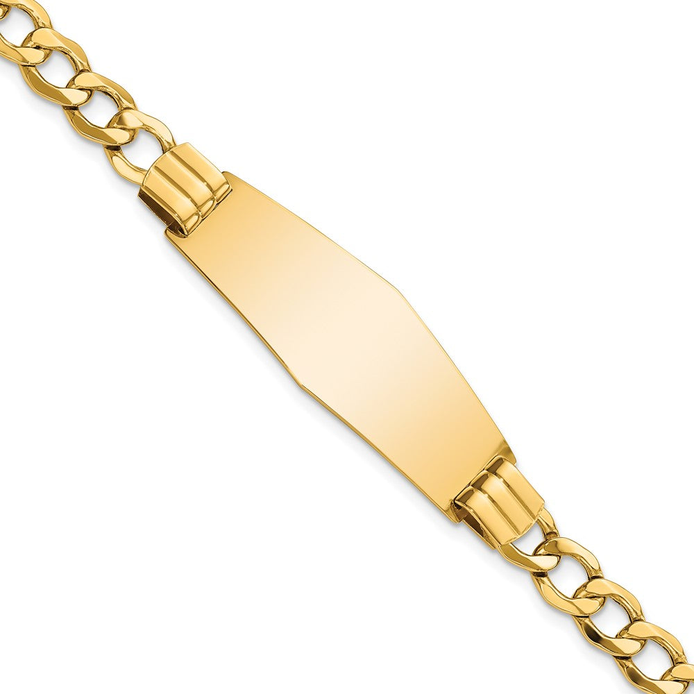 7 Inch 14K Semi-Solid Soft Diamond Shape Curb Link Id Bracelet