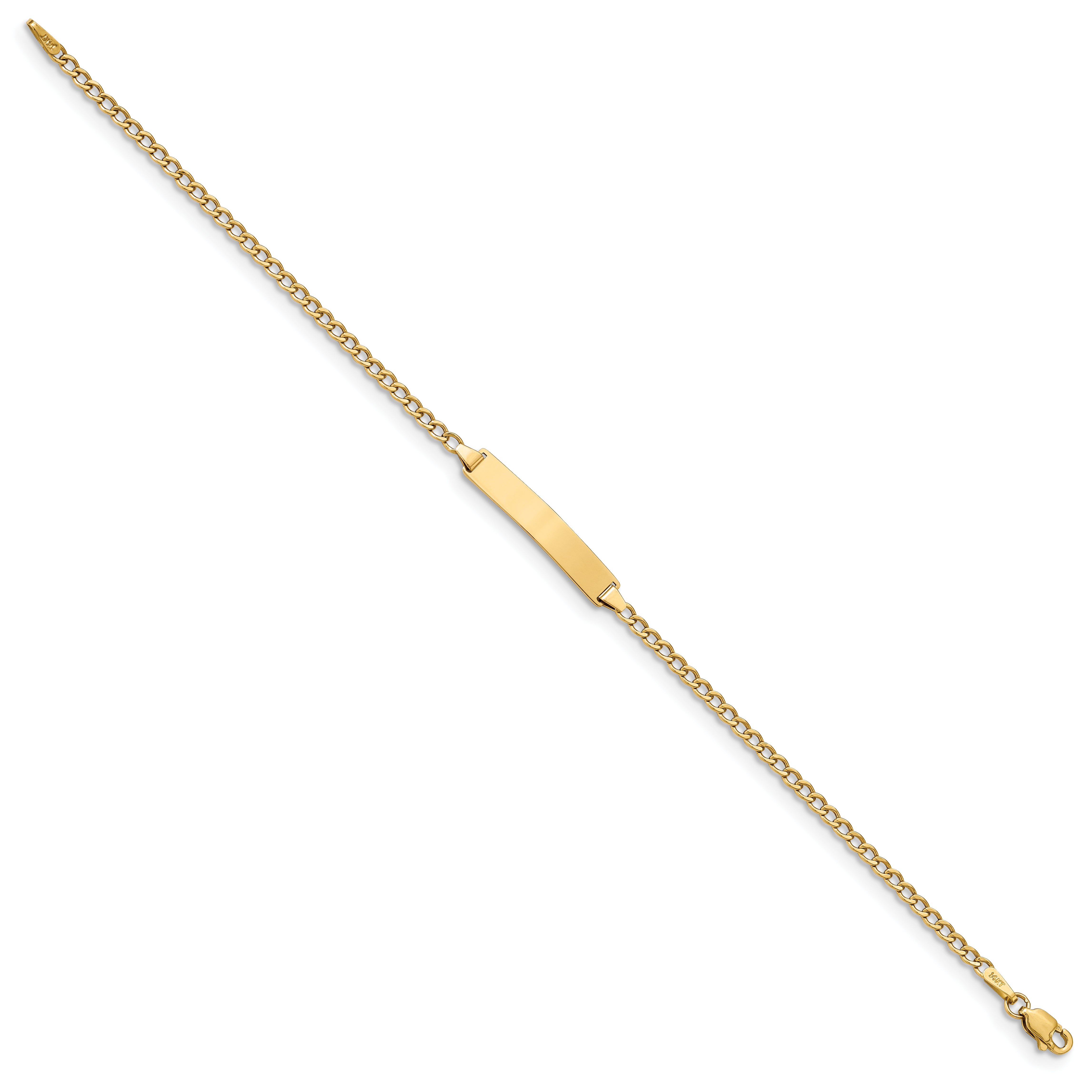 14K Yellow Gold Polished Semi Solid Chain/Solid Plate Cuban Link 23X4.3mm 7 Inch Id Bracelet
