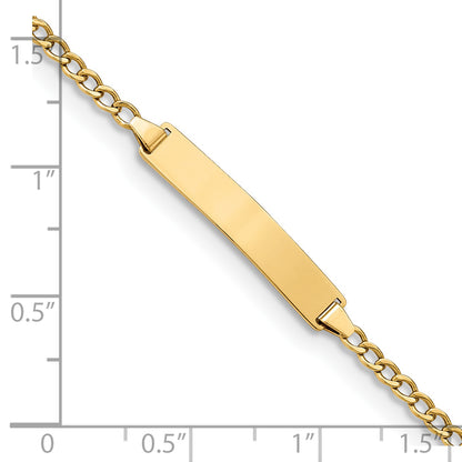 14K Yellow Gold Polished Semi Solid Chain/Solid Plate Cuban Link 23X4.3mm 7 Inch Id Bracelet