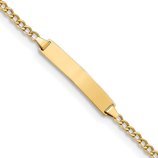 14K Yellow Gold Polished Semi Solid Chain/Solid Plate Cuban Link 23X4.3mm 7 Inch Id Bracelet