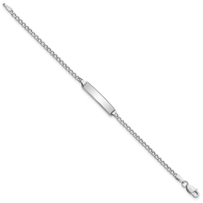 Solid 14K White Gold Semi-Solid Polished Cuban ID Bracelet
