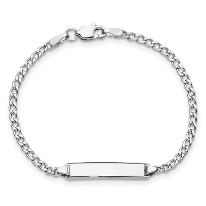 5.5 Inch 14K Wg Polished Semi-Solid Cuban Id Bracelet