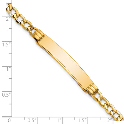 7 Inch 14K Polished Semi-Solid Cuban Id Bracelet