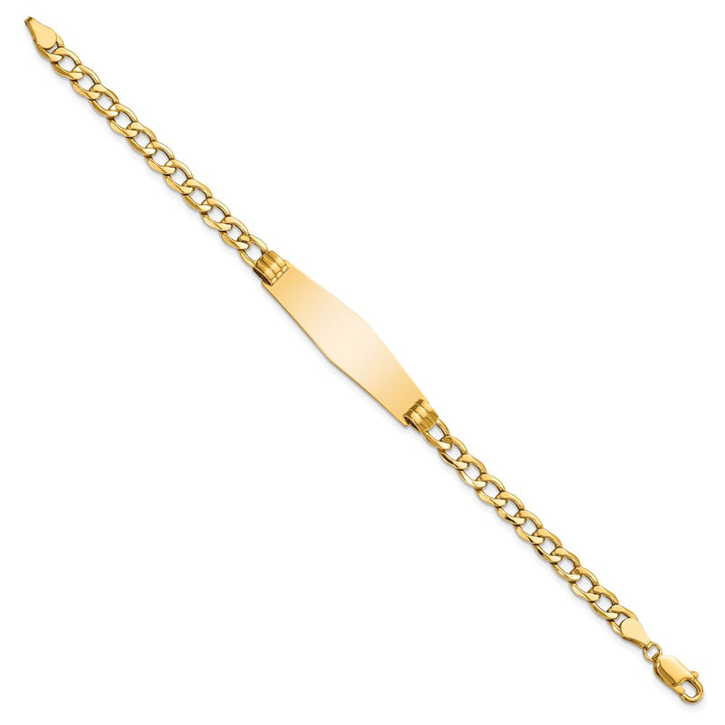 7 Inch 14K Polished Semi-Solid Soft Diamond Shape Cuban Id Bracelet