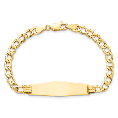 8 Inch 14K Polished Semi-Solid Soft Diamond Shape Cuban Id Bracelet